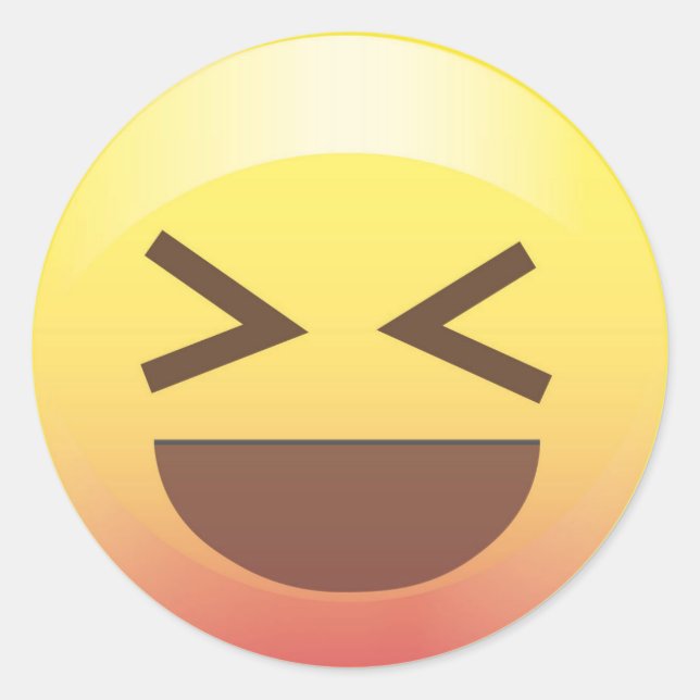 Rond Sticker Visage Emoji Jaune Totalement Excité (Devant)