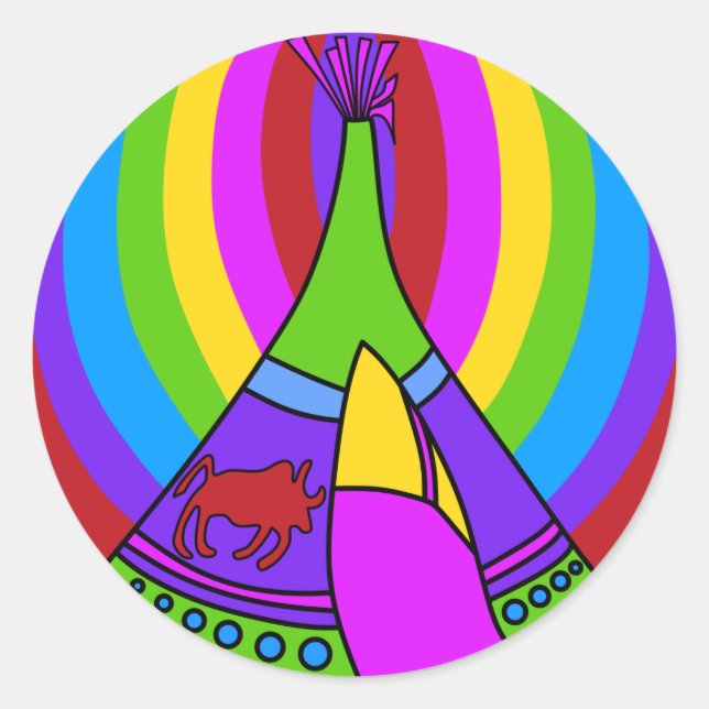 Rond Sticker voyage temps Tipi (Devant)