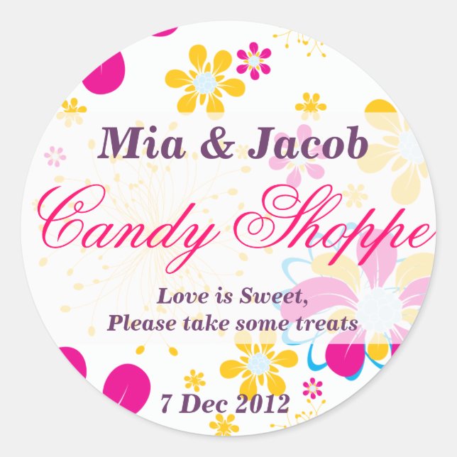 Rond Sticker Whimsical Fleur colorée Candy Shoppe (Devant)
