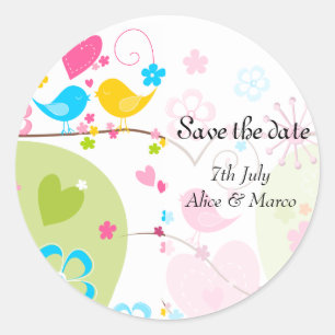 Rond Sticker Whimsical Garden "Save the Date"
