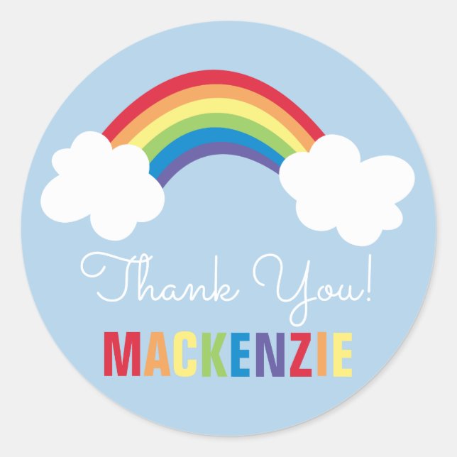 Rond Sticker Whimsical Rainbow joyeuse fête d'anniversa (Devant)