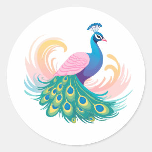Rond Sticker Whimsy Peacock