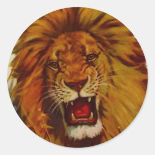 Rond Sticker Wildlife Lion Growers Snarls Roaring Masco