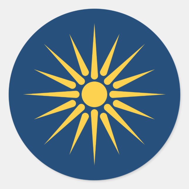 Rond Sticker with Flag of Macedonia, Greece (Devant)