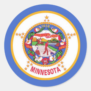 Rond Sticker with Flag of Minnesota