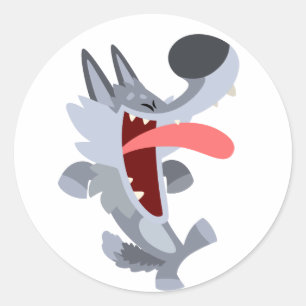 Rond Sticker Wolf Dancing Cute