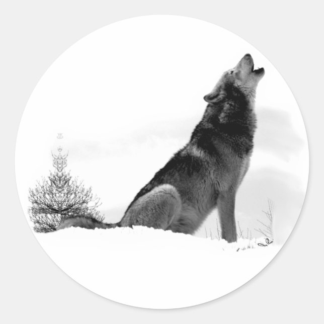 Rond Sticker Wolf en bois de l'Alaska (Devant)