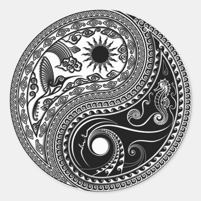 Rond Sticker Yin et Yang 3D (Devant)