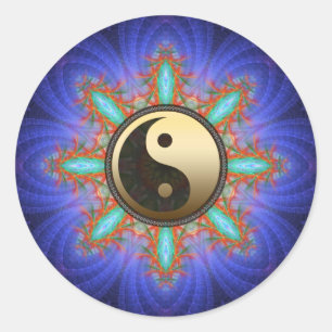 Rond Sticker Yin Yang de l'étoile géométrique fracta