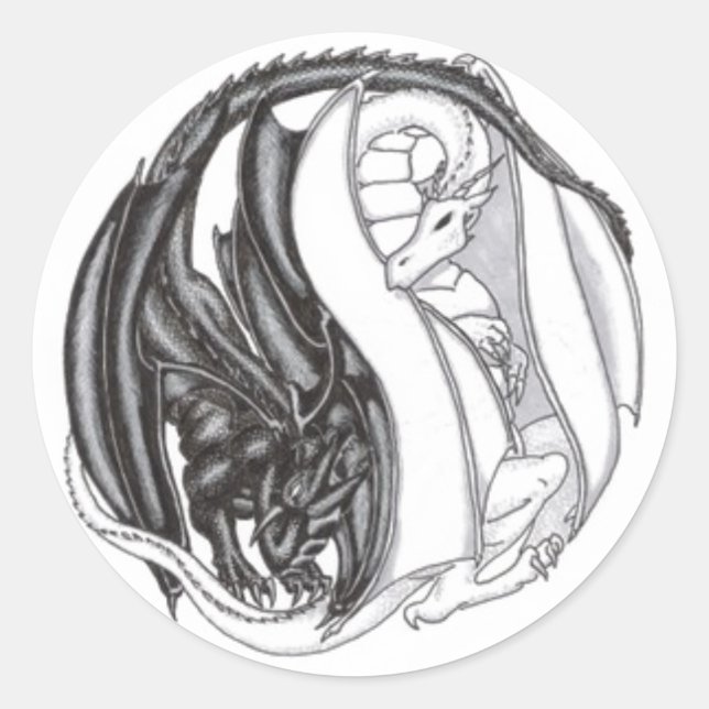 Rond Sticker Yin/Yang Dragons (Devant)