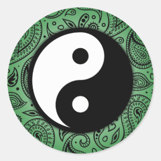 Rond Sticker Yin Yang Paisley