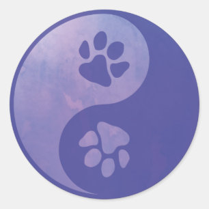 Rond Sticker Yin Yang Paw Purple Classic Round