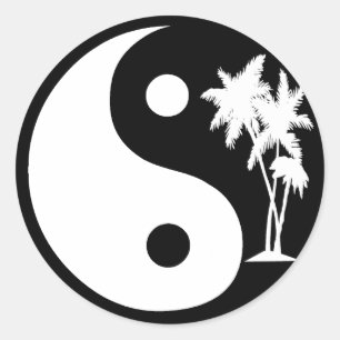 Rond Sticker Yin Yang pour palmier noir et blanc