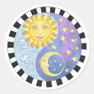Rond Sticker Yin Yang Sun/Moon