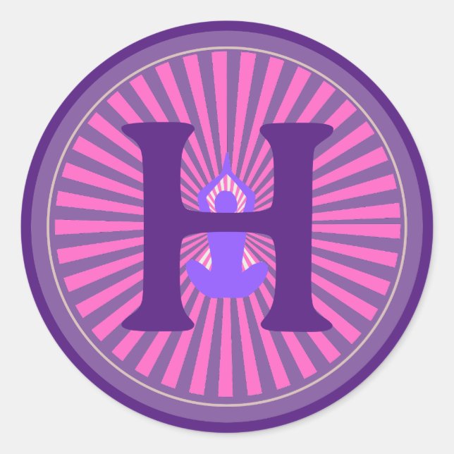 Rond Sticker - Yoga Zen - Personnalisé - Ajouter Initia (Devant)