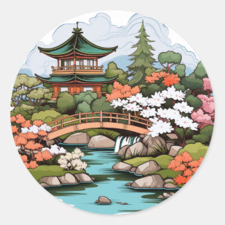 Rond Sticker Zen Garden Landscape