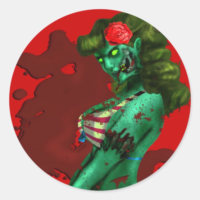 Rond Sticker Zombie Pin-up (Devant)