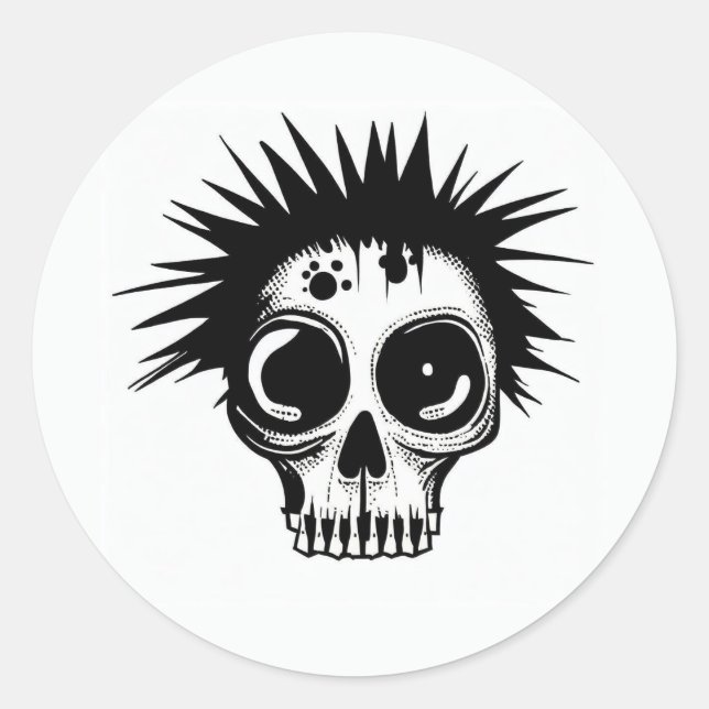 Rond Sticker 'ZOMBIE PUNK SKULL' (Devant)