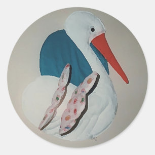 Rond Stork Storks Baby Newborns Sticker