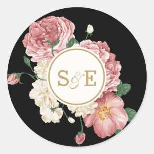 Rond Stripes florales Favoriser Sticker / Enveloppe Sce