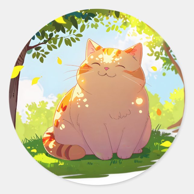 Rond Sun-Kissed Chubby Cat Sticker (Devant)