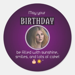 Rond Sunshine & Smiles : Happy Birthday Sticker
