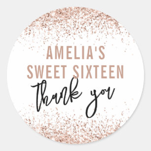 Rond Sweet 16 Party Favor Sticker Rose Parties scintill