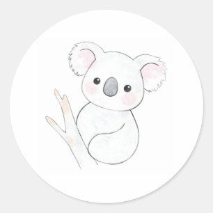 Rond Sweet Baby Koala Joey Aquarelle Imprimer Sticker