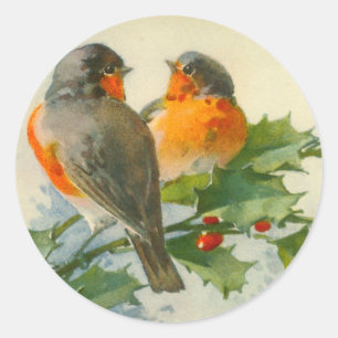 Rond Sweet Birds Carte Postale Vintage Imprimer Sticker