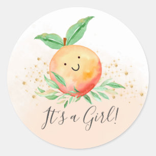 Rond Sweet Little Peach It' a Girl Favor Sticker