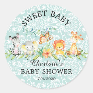 Rond Sweet Safari Animaux Sweet Baby Favoriser Sticker