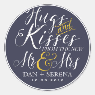 Rond Swirl Script Mr et Mme Wedding Favor Sticker