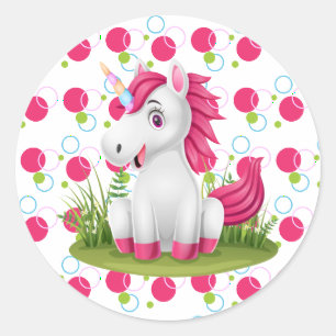 Rond Sympa Unicorn Anniversaire Sticker Faveurs