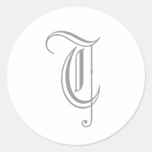 Rond T Lettre Monogramme Sticker Gris Vieux Anglais