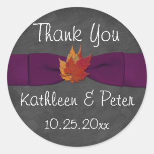 Rond Tableau noir, Feuilles automnales Sticker Mariage 