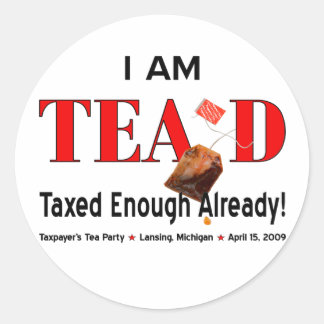 Rond Tea Party TEA'd Sticker - Michigan