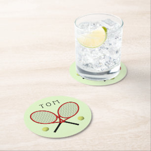 Rond Tennis croisé raquettes Dessous de verre papier pe