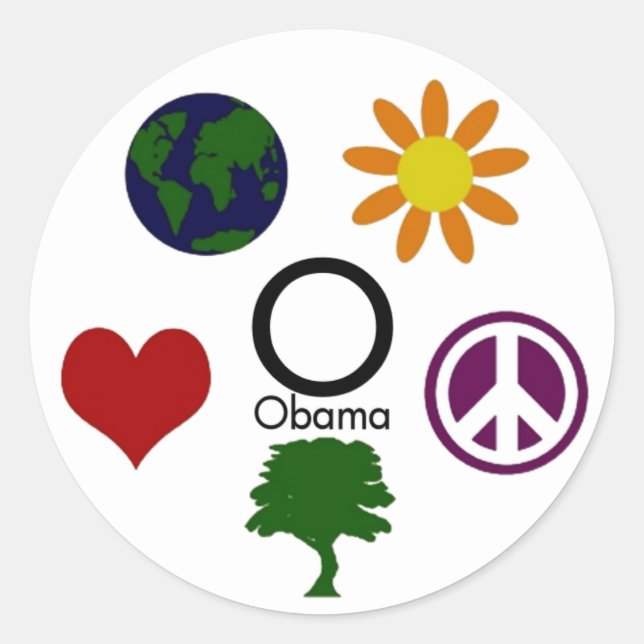Rond Terre, Fleur, Paix, Arbre, Amour, Sticker Obama (Devant)