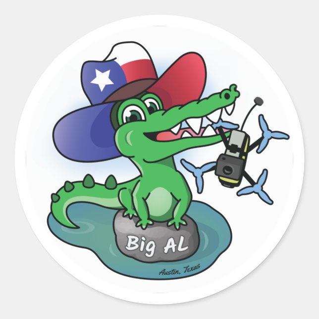 Rond Texas Gator attrape Drone Classic Round Sticker (Devant)