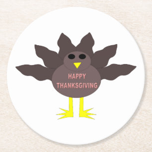 Rond Thanksgiving Pluced Turkey Paper Dessous de verre