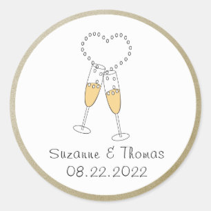 Rond Toast de Champagne avec Sticker personnalisé au co