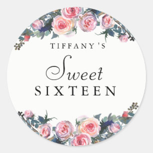 Rond Tourbière rose rose Doux Floral 16 Sticker