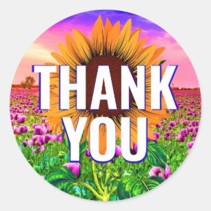 Rond Tournesol Aquarelle - Sticker Merci Floral