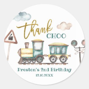 Rond Train Boy Anniversaire Sticker Merci
