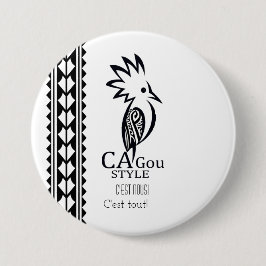 Rond, Très Grand : 7,6 cm Cagou Style Button