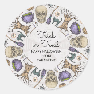 Rond Trick ou traiter Halloween Favoriser le Sticker de