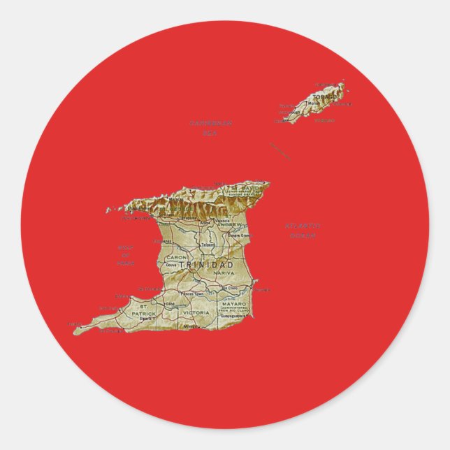 Rond Trinidad and Tobago Map Sticker (Devant)