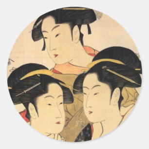 Rond Trois Beautés connues Sticker d'art japonais