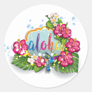 Rond Tropical Floral Summer Aloha sticker