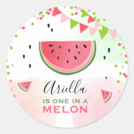 Rond Un dans un melon Watermelon Tags Enveloppe Sticker